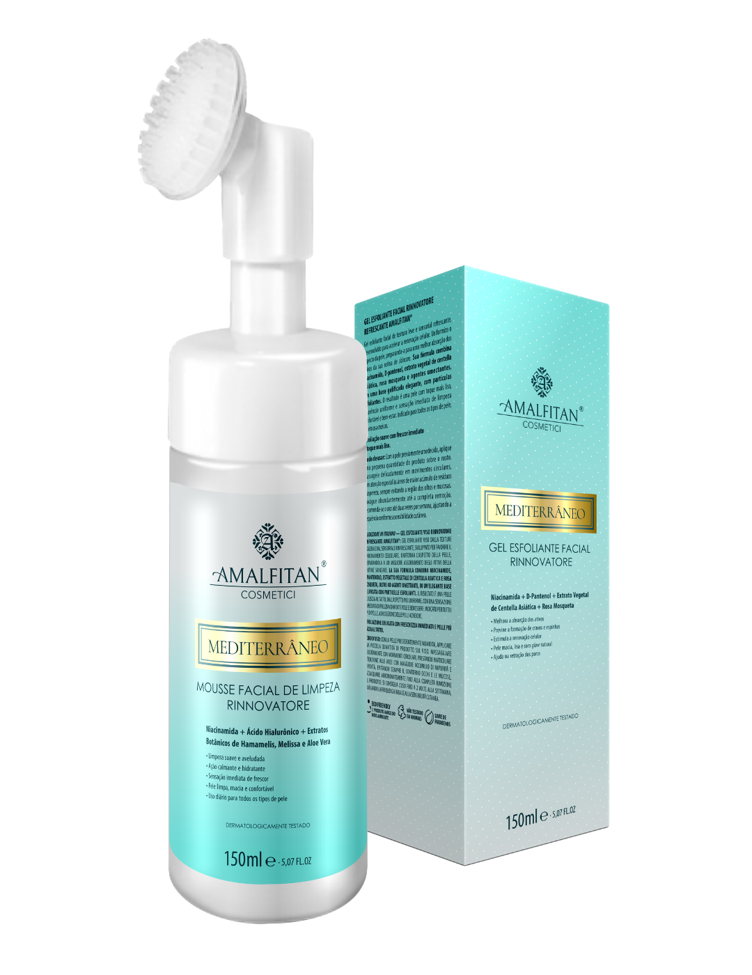 Mousse Facial de Limpeza Rinnovatore Amalfitan® – Limpeza Suave e Hidratação