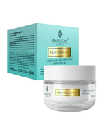 Embalagem e pote do Creme Anti-Age Hidratante Rinnovatore Mediterrâneo Amalfitan, com fórmula anti-rugas, efeito tensor e ação renovadora para a pele.