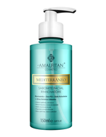 Frasco de 150ml do Sabonete Facial Rinnovatore Mediterrâneo Amalfitan com dosador pump, formulado com Niacinamida, Zinco PCA e Ácido Hialurónico.